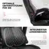 Mänguritool ergonoomiline kiikuvate käetugedega must | E-pood Tootemaailm Mänguritool ergonoomiline kiikuvate käetugedega must, millel on rõhutatud nimmetugi ja integreeritud seljaosa tugi valget öösärki kandva mudeliga. Disainitud mugavuse ja selja tervise tagamiseks.
