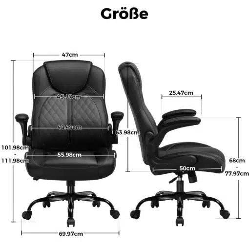Mänguritool ergonoomiline kiikuvate käetugedega must | E-pood Tootemaailm Musta värvi ergonoomiline mänguritool, millel on pehmed kiikuvad käetoed ja reguleeritav kõrgus. Nähtaval on tooli täpsed mõõdud, sealhulgas seljatoe ja istme laius. Tool on elegantse disainiga, sobides hästi nii kontorisse kui mänguruumi.