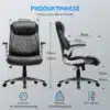 Ergonoomiline kontoritool kõrge seljatoega nahkkate, musta värvi, mõõtmetega 54cm x 50.01cm ja selja kõrgus 118cm. Toolil on hõbedased käetoed ja lai istumissügavus 52cm.