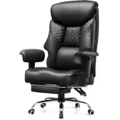 Must vastupidav arvutitool ergonoomiline disain, pehme polsterdus ja reguleeritav jalatugi kroomitud alusel, sobib igasse kontorisse.