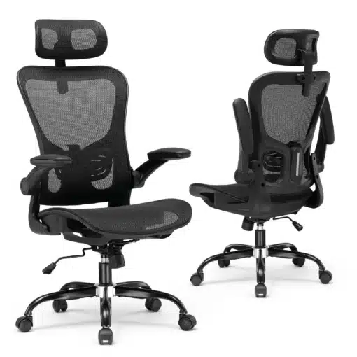 Kontoritool ergonoomiline võrkpehmendus reguleeritava peatoega | E-pood Tootemaailm Kaasaegne must kontoritool ergonoomilise võrkpehmendusega ja reguleeritava peatoega. Toolil on metallist alusega rattad ning moodne välimus, sobides igasse kontoriruumi.