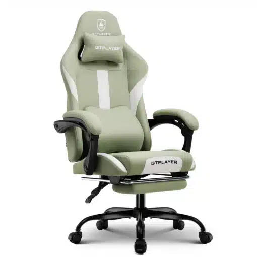 Ergonoomiline arvutitool hingav kangas reguleeritav | E-pood Tootemaailm Ergonoomiline arvutitool helerohelise ja valge hingava kangaga, millel on reguleeritavad käetoed ja seljatugi musta raamiga ratastel alusplaadil.