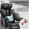 Arvutitool reguleeritavate käetugede ja taskuvedrudega | E-pood Tootemaailm Elegantne must arvutitool reguleeritavate käetugede ja taskuvedrudega, mis pakub ergonoomilist tuge seljaosale.
