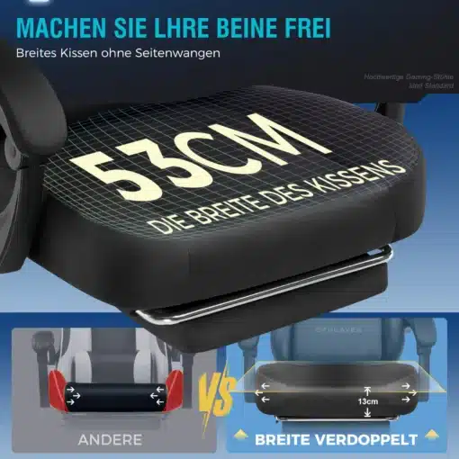 Kontoritool ergonoomiline hingav kangas | E-pood Tootemaailm Kontoritool ergonoomiline hingav kangas, millel on lai istmepadi ja rõhutatud mõõt 53 cm. Tume toon ja must materjal annavad stiilse ja professionaalse ilme, olles ideaalne kontori sisustuseks.