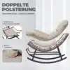Kiiktool terasraamiga eemaldatava jalatoe ja padjaga, millel on pehme helepolster ja minimalistlik disain valgel taustal.