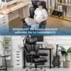 Mugav ja kvaliteetne ergonoomiline kontoritool jalatoega | E-pood Tootemaailm Mugav ja kvaliteetne ergonoomiline kontoritool jalatoega, mustast nahast materjalist, asetatud valgesse ja avarasse kontorikeskkonda. Tembeldatud töötamise ajal istub inimene tööriistale lõdvalt. Taustal on moodne kontorimööbel ja dekoratsioonid.