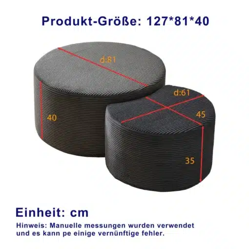 Diivanilaudade komplekt ümarast sametist, 2-osaline | E-pood Tootemaailm Diivanilaudade komplekt ümarast sametist, 2-osaline, helehallide toonidega. Suuremal laual läbimõõduga 81 cm ja kõrgusega 40 cm, väiksemal mõõdud 61 x 35 cm. Hall nöörmaterjal katab pindade erinedes ribilisusega, luues elegantse ja kaasaegse välimuse.