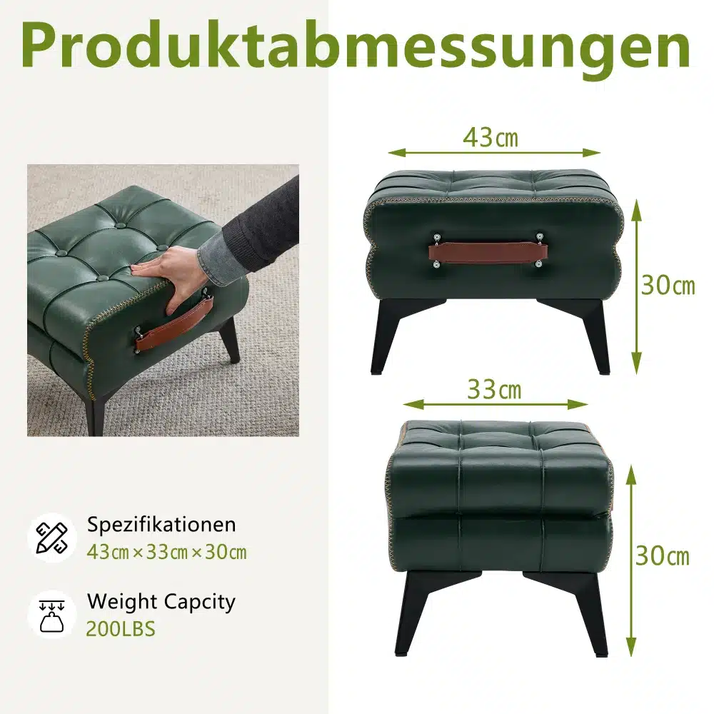 Pildil on elegantne jalatugi, mis on valmistatud mustast nahast ja toetub vastupidavatele metallist jalgadele. Jalatugil on pehme padi ja tugev käepide, mis muudab selle elutoas lihtsalt liigutatavaks. Põrandal asetsev jalatugi lisab ruumile stiili ja mugavust.