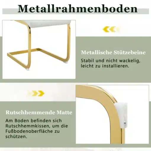 Söögitoolid kõrge seljatoega, valge, kuldne raam, 2 tk | E-pood Tootemaailm Söögitoolid kõrge seljatoega, valge ja kuldse raamiga, metallist jalad ning libisemisvastased padjad põranda kaitseks.