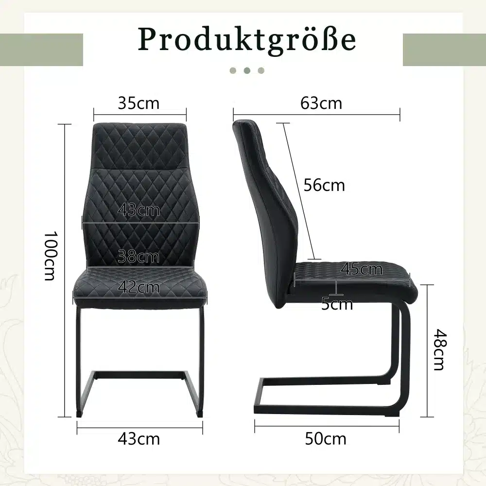Söögitool kõrge seljatoega ja dimond-kujulise mustriga seljal, must värv. Toote mõõtmed: kõrgus 100 cm, laius 43 cm. Kaasaegne ja elegantne disain mustal metallraamil.