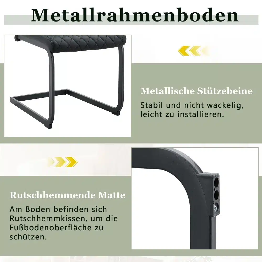 Söögitoolid kõrge seljatoega, valge polster ja kuldne metallraam. Tugevad metalljalad tagavad stabiilsuse ja on libisemisvastaste mattidega kaitstud.