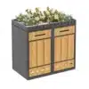 Prügikastikapp istutuskastiga lukustatav õue 132x124cm | E-pood Tootemaailm Prügikastikapp istutuskastiga lukustatav õue 132x124cm, valmistatud puidust ja metallist materjalidega, kaunistatud lilledega, sobib välitingimustesse.