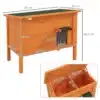 Kassimaja soojustatud puidust oranž ukseklapiga 60x60x81,5 | E-pood Tootemaailm Puidust kassimaja soojustatud oranži ukseklapiga, mõõtmetega 60x60x81,5, millel on roheline katus ja detailne sisekujundus.