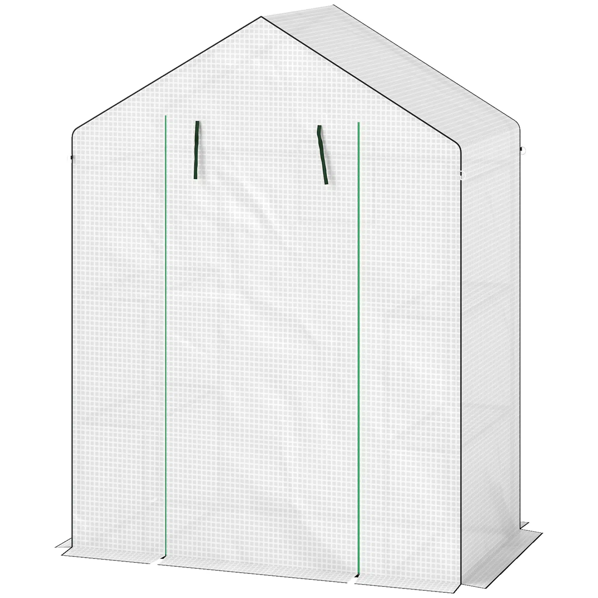 Valge kasvuhoone UV-kaitsega materjalist, millel on kolm tasandit ja lukuga uks. Selle mõõtmed on 143x74x190 cm. Sobib ideaalselt taimede kasvatamiseks igal aastaajal.