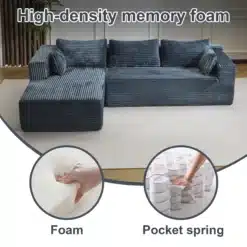 Tumehall, ribbed kanga ja kõrge tihedusega memory foam'iga muuduldiivan-voodi valgusküllases elutoas, kus on näha ka taskuvedrudest innerstruktuur.