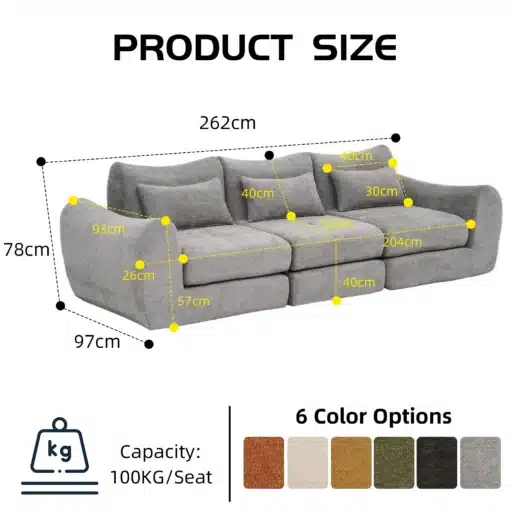 Moodul diivanvoodi, kokkupandav | E-pood Tootemaailm Hall moodul diivanvoodi, kokkupandav, mõõtudega 262cm x 97cm x 78cm, esitatud erinevates mõõtmetes ja värvivalikutes. Mahutab kuni 100 kg istmekoha kohta.