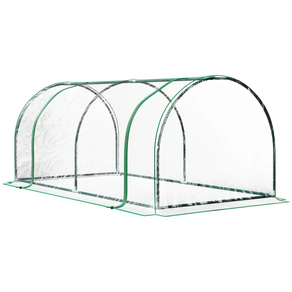 Kaasaegne kasvuhoone aiataimedele, mõõtudega 200x100x80 cm, läbipaistva kate ja roheliste tugiraamidega, millel on lihtne lukuga uks. Sobib ideaalselt köögiviljade ja lillede kasvatamiseks igas aia keskkonnas.