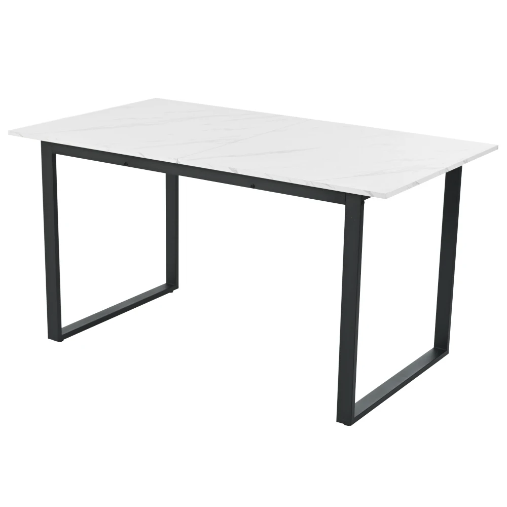 Laiendatav söögilaud metallraamiga, valge-must 140–180 cm. Valge lauaplaat koos musta metallraamiga minimalistlikus stiilis.