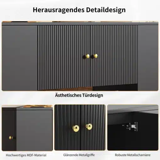 Tume köögisaar, laud-kapp, elegantsete kullavärvi metallkäepidemetega. MDF-materjalist korpus ja tugeva disainiga, mis täiustab igat köögiruumi.