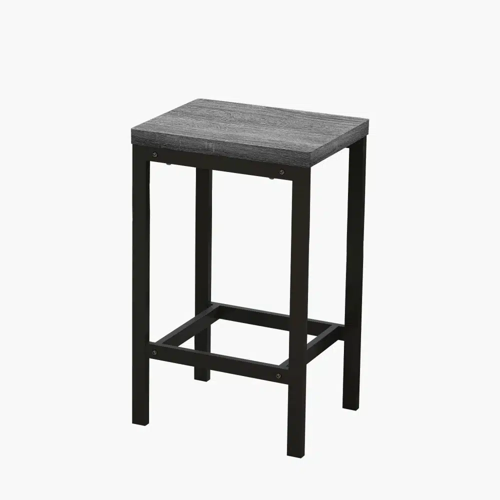 Must metallraamiga baaritool naturaalse puidust istmega, kuulub komplekti Piklik söögilaud 3 taburetiga, lihtne ja modernne disain.