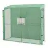 Kasvuhoone UV-kaitsega kahe ukse ja aknaga 200x80x200 | E-pood Tootemaailm Roheline kasvuhoone UV-kaitsega, mõõtmetega 200x80x200, kahekordsete uste ja aknaga, tugevdatud metallraam ja läbipaistev kate avatud terrassi taustal.