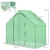 Kasvuhoone aknaga, PVC katte ja terasraamiga 180x100x168 cm | E-pood Tootemaailm Roheline kasvuhoone PVC katte ja terasraamiga, mõõtmetega 180x100x168 cm. Kasvuhoonel on avatud aken ja mustad lukud, mis tagavad ventilatsiooni. Taustal valge pind, millele on joonistatud mõõdud.