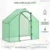 Kasvuhoone aknaga, PVC katte ja terasraamiga 180x100x168 cm | E-pood Tootemaailm Roheline kasvuhoone aknaga, valmistatud PVC katte ja tugeva terasraamiga, mõõtmetega 180x100x168 cm, asub valgel taustal.