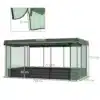 Tõstetud aiapeenar võrguga tsingitud terasest 230x110x110 | E-pood Tootemaailm Tõstetud aiapeenar võrguga tsingitud terasest 230x110x110, mille rohelise varjundiga võrk katab teraskonstruktsiooni, tagades tugeva ja vastupidava lahenduse taimede kasvatamiseks. Peenar on kaetud tugevdatud võrguga, paigutatud lamedale pinnale, otse vaates.