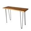 Körge laud täispuidust, mustade metalljalgadega 108 cm | E-pood Tootemaailm Täispuidust kõrge laud mustade metalljalgadega, pikkusega 108 cm. Laud paistab silma oma naturaalse viimistluse ja õhulise disainiga, mis sobib erinevatesse interjööridesse.