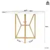 Ümmargune söögilaud marmorimustriga, millel on kuldne metallraam ja 80 cm läbimõõt marmorist lauaplaat. Söögilaud paikneb valgel taustal, esile toodud mõõtudega 76 cm kõrgus ja 2,5 cm paksus.