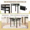 Ümmargused lauad puiduspooni ja klaasdetailiga, mis seisavad elegantses interjööris helebeeži vaiba peal. Lähedalvaates on näha lauaplaadi tekstuur ja mustad jalad, mis pakuvad tugevat stabiilsust ning klaasdetailid, mis lisavad modernsust.