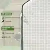 Kasvuhoone kate UV-kaitsega ukse ja aknaga 140x143x190 | E-pood Tootemaailm Kasvuhoone kate UV-kaitsega ukse ja aknaga, valge polüetüleenist materjal, nähtav on tugevdatud õmblus ja soojakindel kattekiht, roheluse ja puidust piirde taustal.