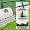 Kasvuhoone minitunnel UV-kaitsega, 4 aknaga, 300x80x45 cm | E-pood Tootemaailm Kasvuhoone minitunnel UV-kaitsega, 4 aknaga, mõõtmetega 300x80x45 cm, paigaldatud rohelisele murule taustal aiaga. Minitunnelil on valge kattematerjal, mille külgedel on läbipaistvad aknad. Tugeva raamistikuga ja kummipaeladega kinnitused. Lähedal näha lillepeenar.