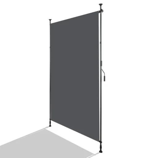 Terrassi vertikaalne markiis antratsiit, käsivändaga 150x270 | E-pood Tootemaailm Antratsiitvärvi terrassi vertikaalne markiis, mõõtmetega 150x270, käsivändaga reguleeritav, musta metallraamiga avar ning stabiilne konstruktsioon madalas päikesevalguses.