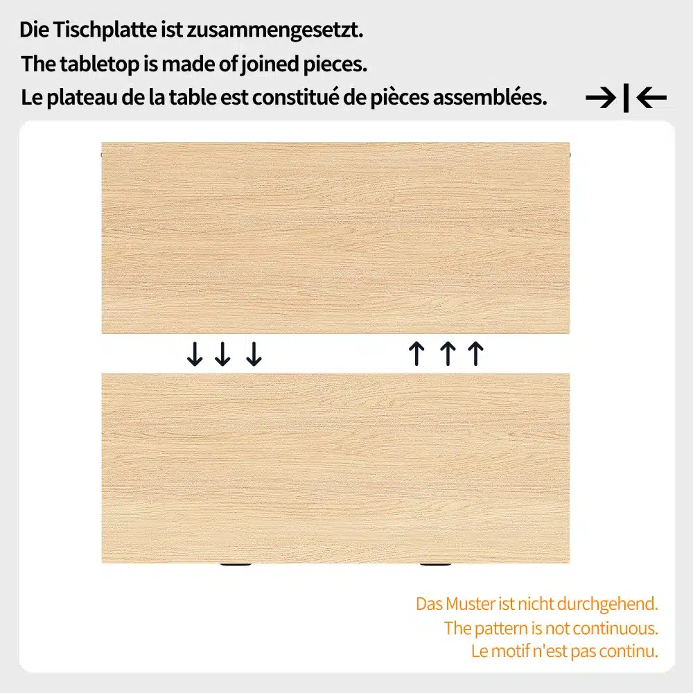 Köögilaud kapi puidu imitatsiooniga LED-valgustusega. Laud ühendatud mitmest tükkist, hele puidu toon muster taustal.