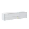 TV-alus LED-valgustusega, karastatud klaas, 180 cm | E-pood Tootemaailm Valge TV-alus LED-valgustusega, valmistatud karastatud klaasist, 180 cm pikk, vertikaalne vaade minimalistlikule ja stiilsele disainile.