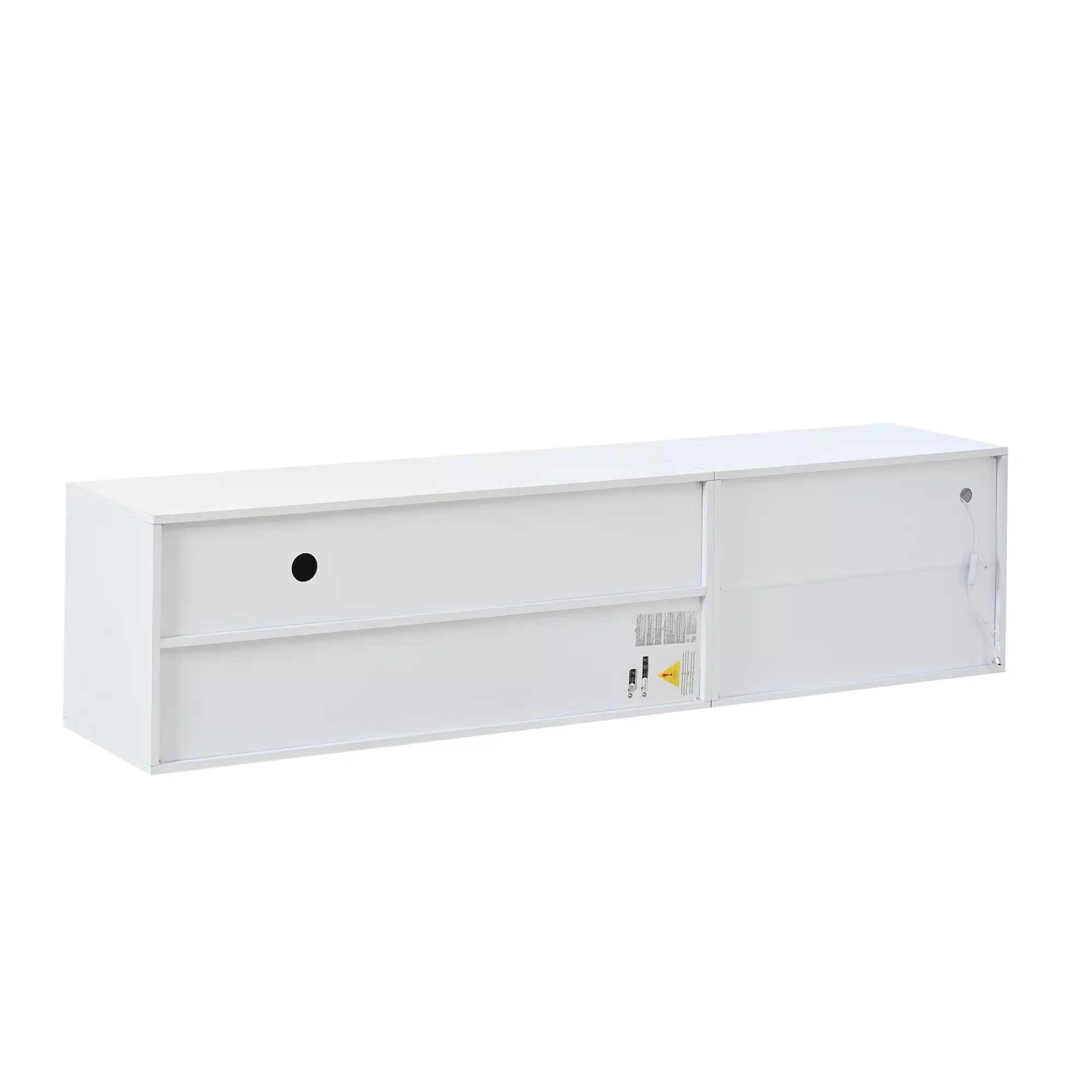 Valge TV-alus LED-valgustusega, valmistatud karastatud klaasist, pikkusega 180 cm. Alusel on minimalistlik disain ja siledad pinnad, sobitudes igasse elutuppa.