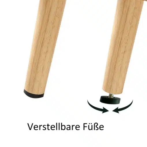 Diivanilaud liugustega punutud ja täispuidust jalad 105cm, reguleeritavad puidust jalad lähivaates, hele puitmaterjal valgel taustal.