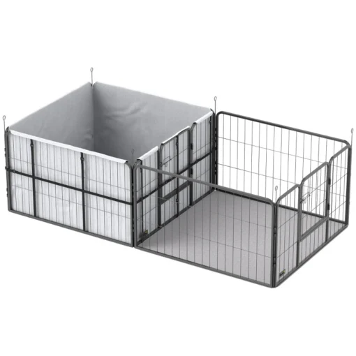 Kutsikate poegimiskast pestava alusega must 203x102x60 cm | E-pood Tootemaailm Metallist kutsikate poegimiskast musta pestava alusega, mõõtmetega 203x102x60 cm. Kast on vastupidav ja pakub ohutut keskkonda kutsikate hooldamiseks.