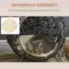 Kassimaja rotangist pehmendusega, hõbehall, Ø52x58 cm | E-pood Tootemaailm Hall kass lebab hõbehallil Kassimaja rotangist pehmendusega pesal, mis on ümbritsetud naturaalsetest materjalidest sarnanevatest rotangpunutise detailidest. Taustal on tume sein ja koduseintega sobivas koosluses rotangi aktsendid.