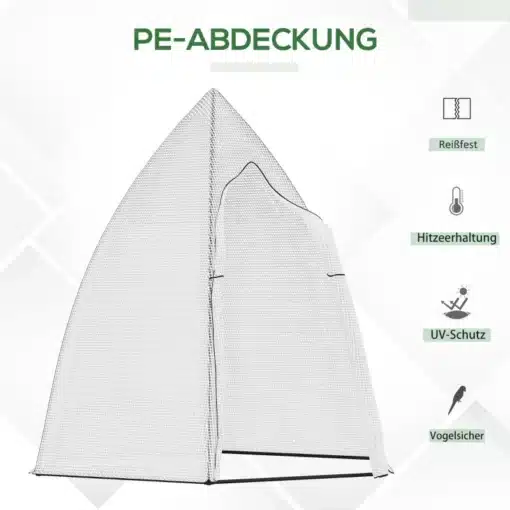 Minikasvuhoone taimedele rulluksega valge 160x140x180 | E-pood Tootemaailm Valge minikasvuhoone taimedele rulluksega, mõõtmetega 160x140x180, taustal on maalähedane muster.