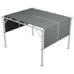 Tugev paviljoni varukatus UV-kaitsega tumehall 3x3 m, mis pakub varju ja kaitset päikese eest, kinnitus metallraamile, sobib hästi aeda või terrassile.