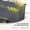 Paviljoni varukatus UV-kaitsega tumehall 3x3 m | E-pood Tootemaailm Pildil on tumehall paviljoni varukatus mõõduga 3x3 m, millel on UV-kaitse. See on paigaldatud tugevatele metallraamidele ja see on esitatud valguse peegeldumise illustratsiooniga, rõhutades materjali veekindlust ja vastupidavust ilmastikutingimustele.