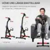 Mini pedaaltrenažöör eakatele LCD ekraani ja käepidemega | E-pood Tootemaailm Mini pedaaltrenažöör eakatele, musta ja punasega, reguleeritava kõrgusega LCD ekraan ja käepide; mees kasutamas seadet diivanil istudes.