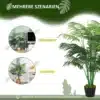 Kunstpalm 125 cm potis, suur dekoratiivtaim elutuppa | E-pood Tootemaailm Suur kunstpalm 125 cm kõrgune, istutatud musta potti. Taime rikkalikud rohelised lehed lisavad elavust ja looduslähedust igasse ruumi. Pilt demonstreerib kuidas taim sobib elutuppa ja söögituppa.