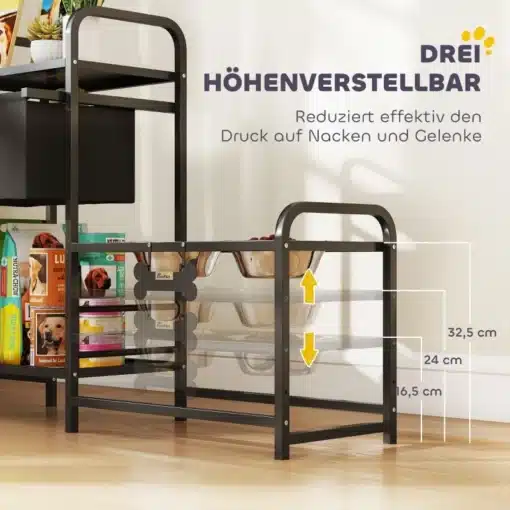 Söötmisjaam koertele, reguleeritav, kaussidega | E-pood Tootemaailm Reguleeritav söötmisjaam koertele, kaasaegne must metallraam koos hõbedaste roostevabast terasest kaussidega, mille kõrgus on kergesti muudetav, sobib erinevatele suurustele koertele.