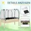 Kõrgendatud peenrakast rullkattega, puidust, 121x55x117 cm | E-pood Tootemaailm Kõrgendatud peenrakast rullkattega, puidust, mõõtmetega 121x55x117 cm. Kastil on läbipaistev kate, mis võimaldab taimedele paremat kasvu, ning mugavad vee äravooluavad. Taust on heleroheline, lisainfot katab päikese sümbol.