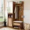 Garderoobikomplekt peegliga ja LED-valgustusega, kuldsete nagidega | E-pood Tootemaailm Stiilne garderoobikomplekt peegliga ja LED-valgustusega, mida kaunistavad kuldsed nagid. Komplekti elegantne puitmaterjal ja praktiline disain sobib igasse esikusse.