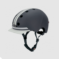 Hall linnakiiver M/L suuruses, millel on mugav kinnitusklamber, nähtud külgvaates heleroosal taustal. Kiivril on stiilsed ventilatsiooniavad ja minimalistlik disain, mis sobib ideaalselt linnaeluks.