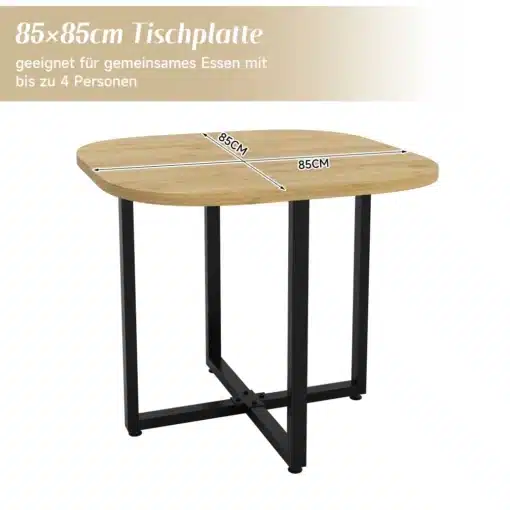 Köögikomplekt - tammepuidust söögilaud 4 tooliga | E-pood Tootemaailm Tammepuidust söögilaud mõõtudega 85x85 cm musta metallist jalgadega, sobilik neljale inimesele. Minimalistlik ja kaasaegne disain.